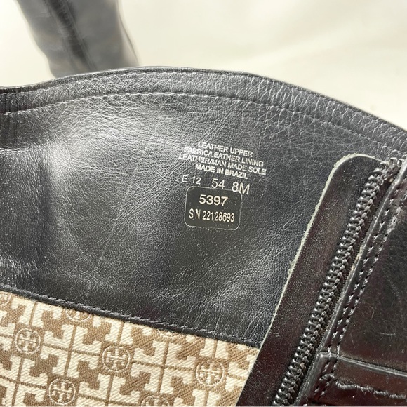 Tory Burch Calista Black Leather Knee High Riding Boots Women's Size 8 - Picture 11 of 12